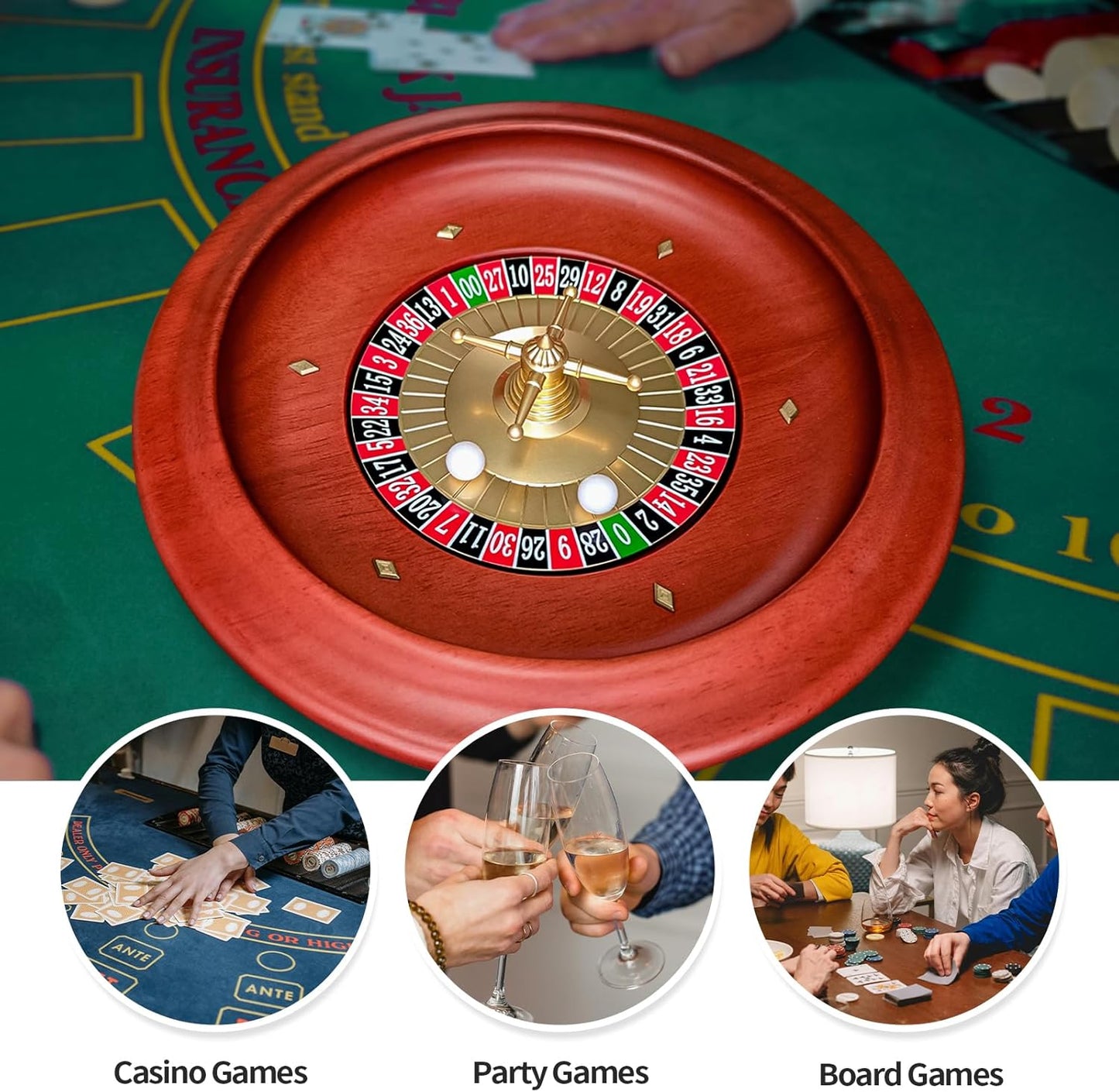 Tabletop Roulette Wheel (11”) – Vintage Wood Style