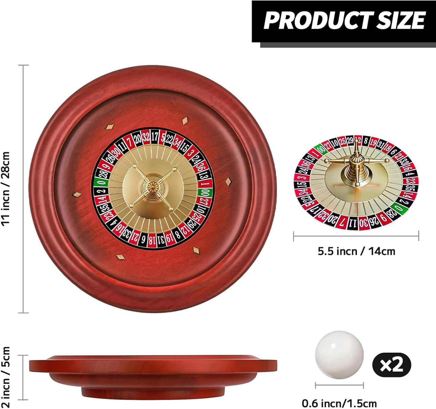 Tabletop Roulette Wheel (11”) – Vintage Wood Style
