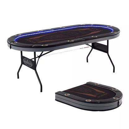 10 Person Poker Table w/ LED Lights & Cup Holder